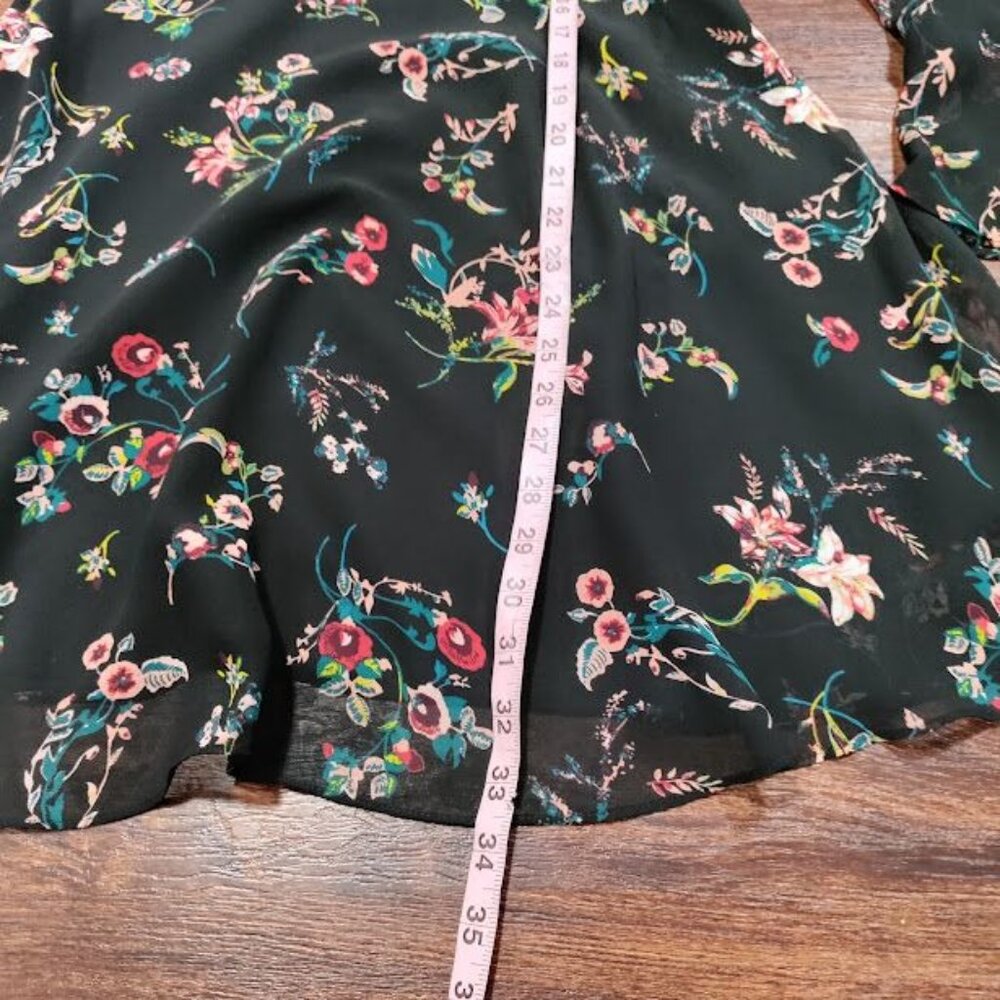 Sam Edelman Y2K Whimsy Coquette Prairie Chiffon Floral ALine Dress Black Size 2 - Picture 10 of 12